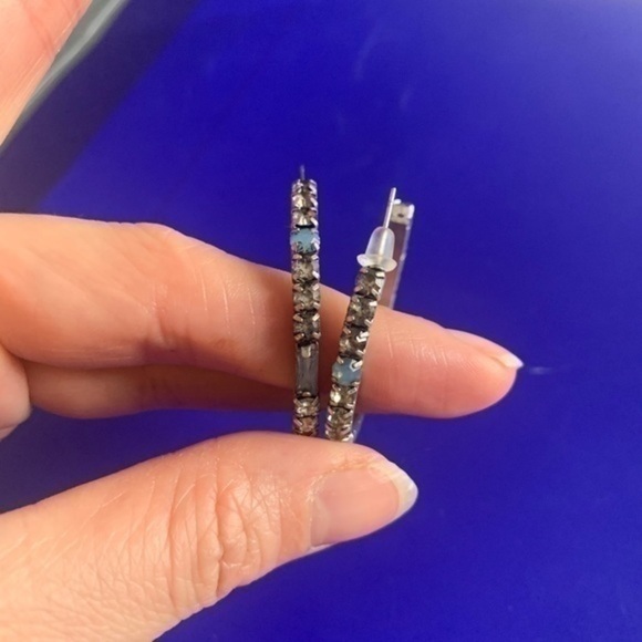 Express Multicolor Rhinestone Hoop Earrings - Picture 5 of 7